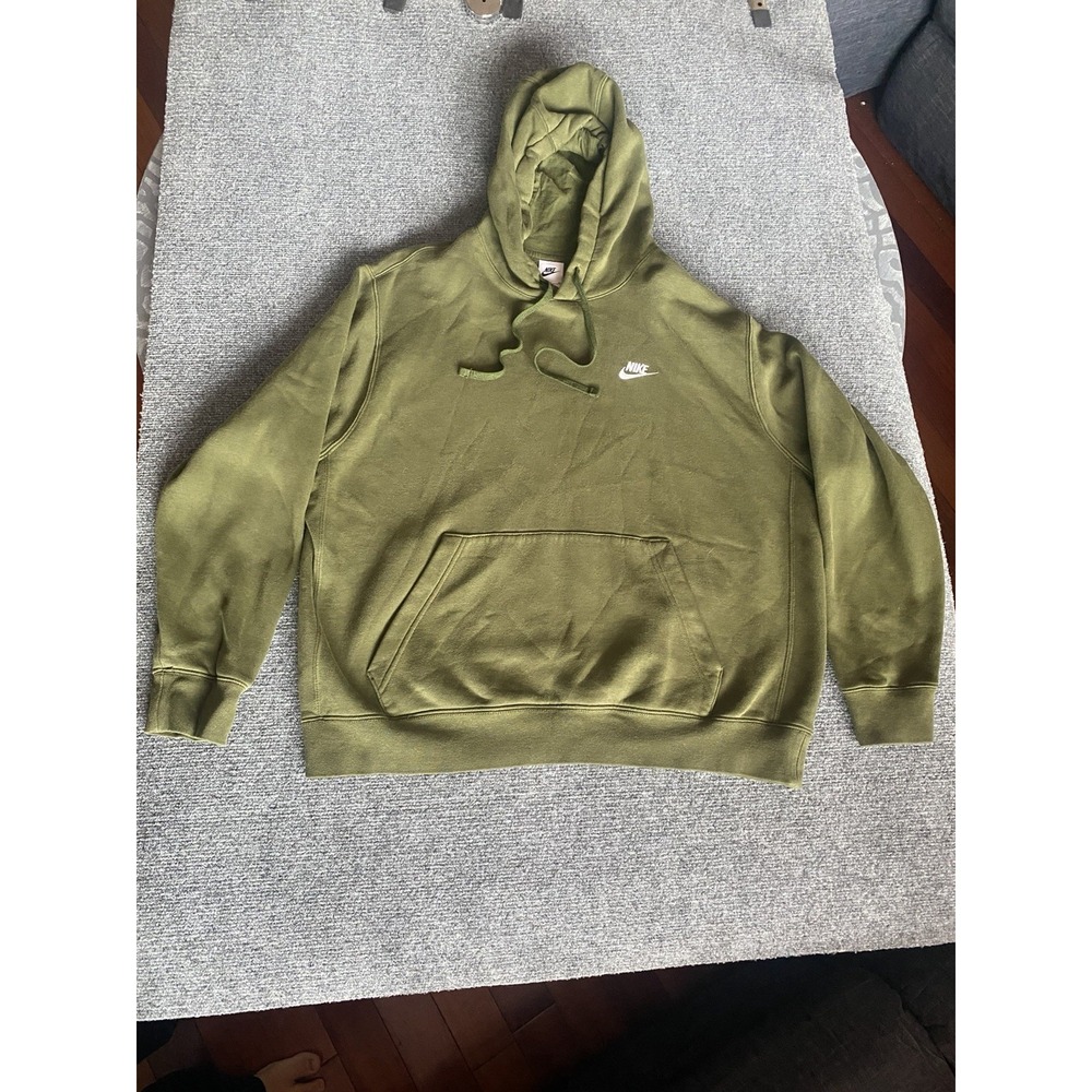 Y2K Nike Mens Sportswear Club Fleece Hoodie Olive Green Size XL